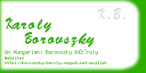 karoly borovszky business card